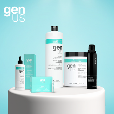 Sistema de restauración intensa de 5 pasos Genus para cabello encrespado y dañado
